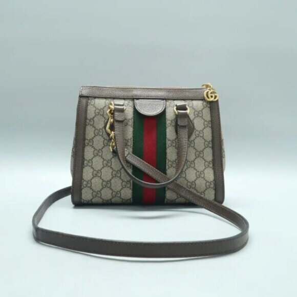 GUCCI Ophidia Brown Canvas Satchel Bag 950-100225 - Picture 2 of 12